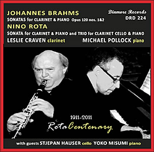 Front cover of cd of music by Brahms and Rota